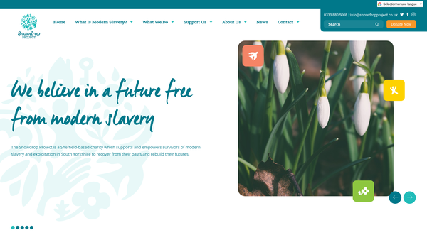 Screenshot of the The Snowdrop Project website
