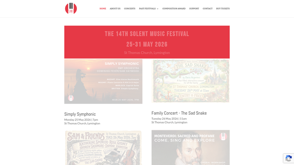 Screenshot of the Solent Music Festival website