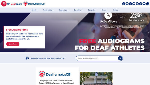 Screenshot of the UK Deaf Sport website