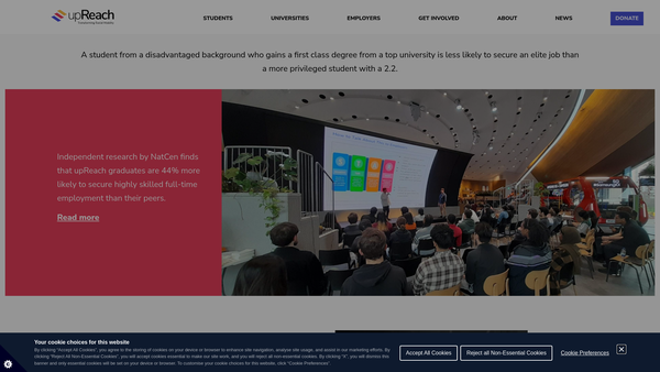 Screenshot of the Upreach Charitable Company website