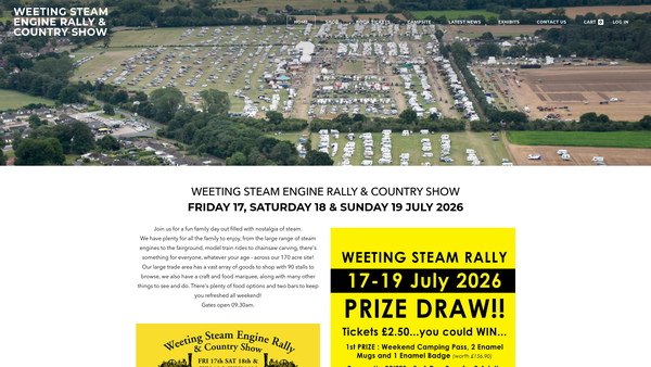 Screenshot of the The Weeting Steam Engine Rally website