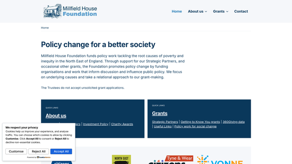 Screenshot of the The Millfield House Foundation (1) website