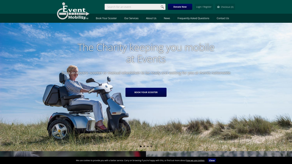 Screenshot of the Event Mobility website