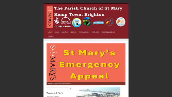 Screenshot of the The Parochial Church Council Of The Ecclesiastical Parish Of Kemp Town: Saint Mary website