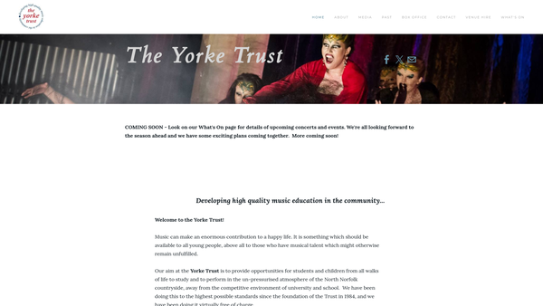Screenshot of the The Yorke Trust website