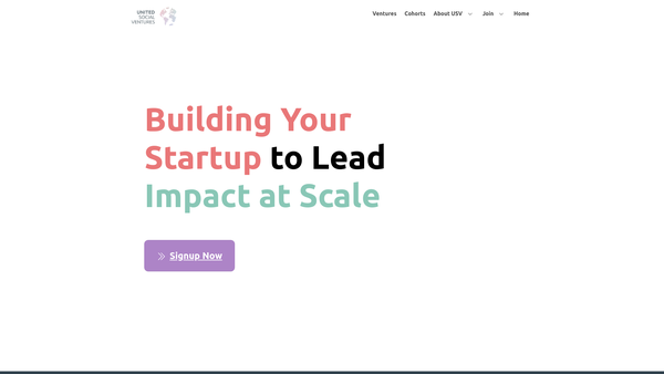 Screenshot of the United Social Ventures website