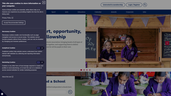 Screenshot of the The Independent Schools Association website