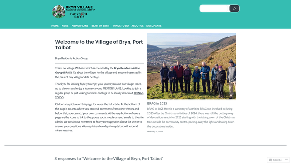 Screenshot of the Bryn Residents Action Group website