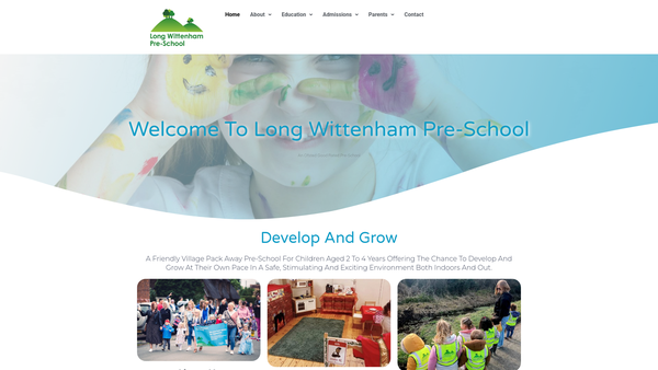 Screenshot of the Long Wittenham Pre-School website