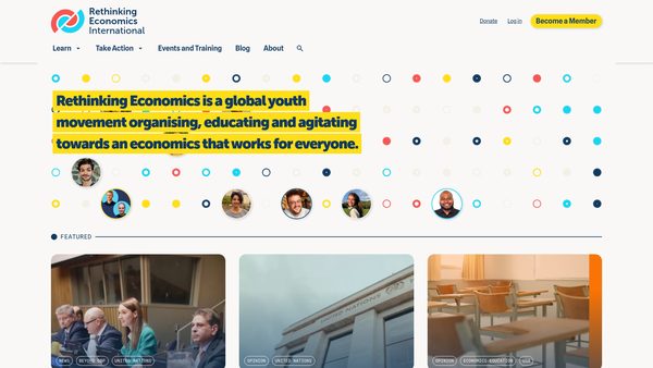 Screenshot of the Rethinking Economics International website