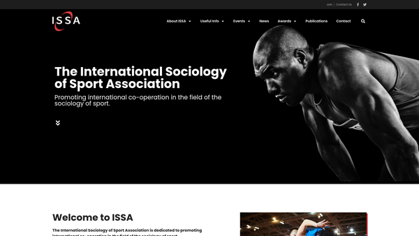 Screenshot of the International Sociology Of Sport Association website