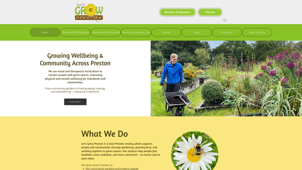 Screenshot of the Lets Grow Preston website