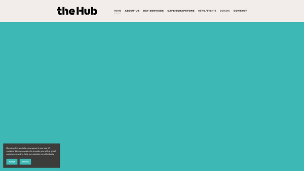 Screenshot of the The Hub Yeovil Community Support Charity website