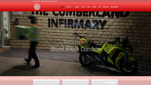 Screenshot of the Blood Bikes Cumbria website