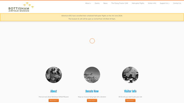 Screenshot of the Bottisham Airfield Museum website