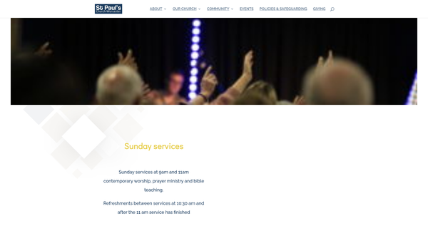 Screenshot of the St Pauls Church Worcester website
