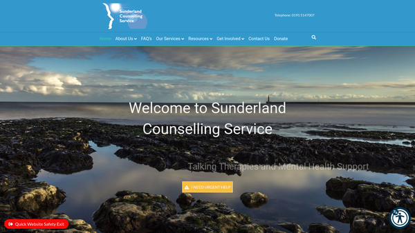 Screenshot of the Sunderland Counselling Service website