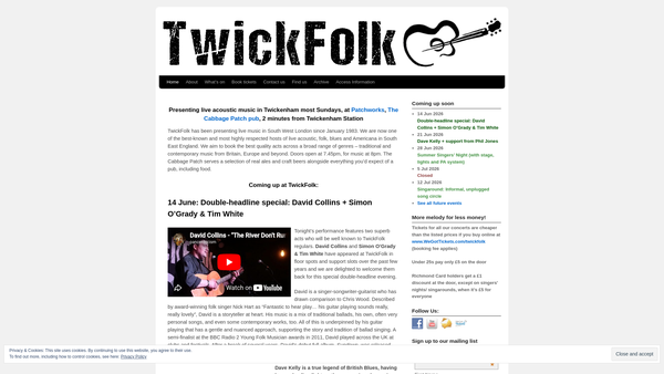 Screenshot of the Twickfolk website