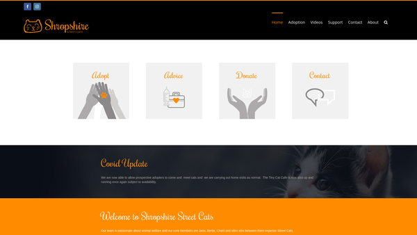 Screenshot of the Shropshire Street Cats website