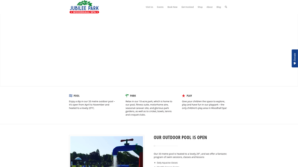 Screenshot of the Jubilee Park Woodhall Spa Limited website