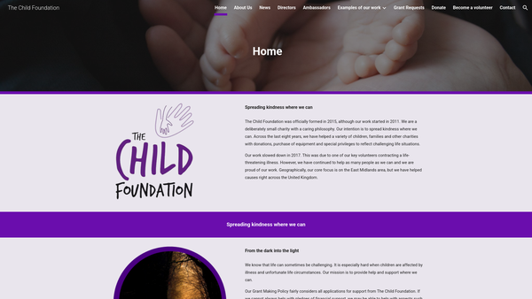 Screenshot of the The Child Foundation website