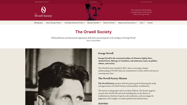 Screenshot of the The Orwell Society website