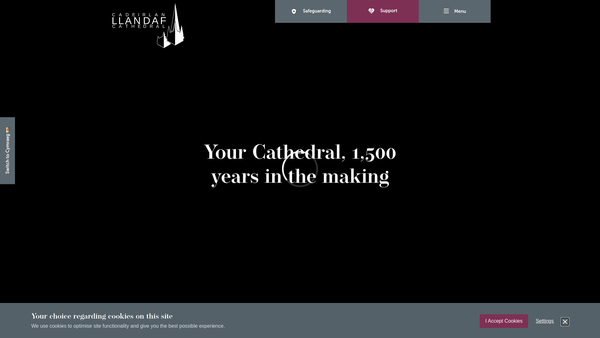 Screenshot of the The Dean And Chapter Of Llandaff Cathedral website