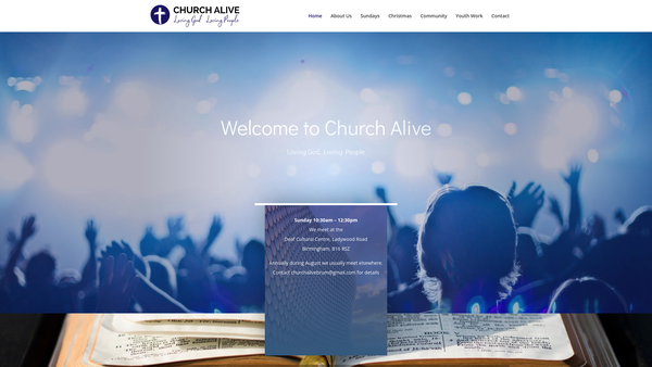 Screenshot of the Church Alive website