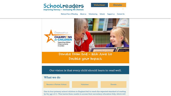 Screenshot of the Schoolreaders website