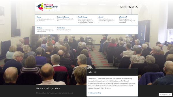 Screenshot of the Mirfield Community Trust website