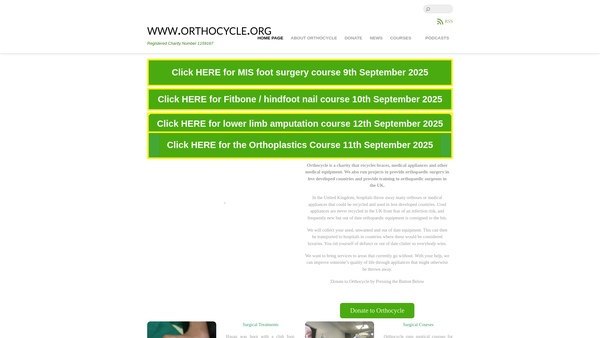 Screenshot of the Orthocycle Foundation website