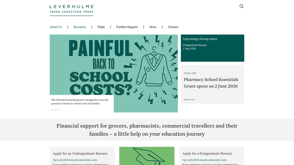 Screenshot of the Leverhulme Trade Charities Trust website