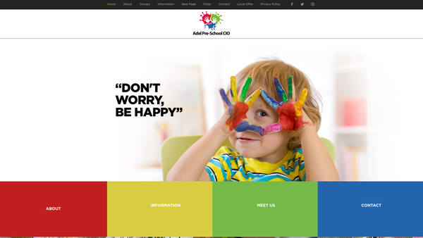 Screenshot of the Adel Pre-School website