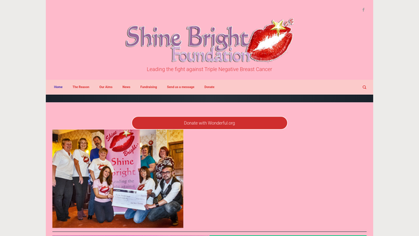 Screenshot of the Shine Bright Foundation website