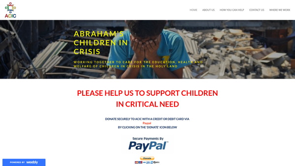 Screenshot of the Abraham's Children In Crisis website