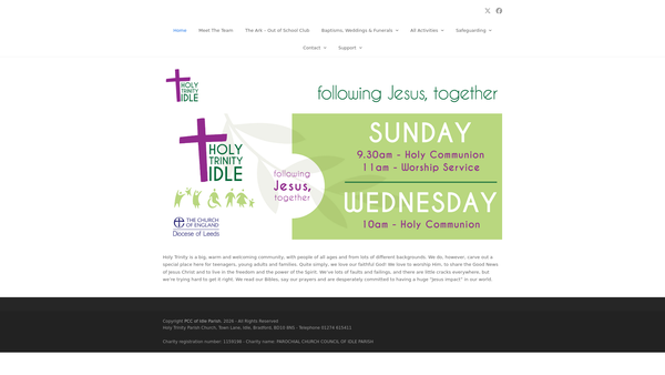 Screenshot of the Parochial Church Council Of Idle Parish website