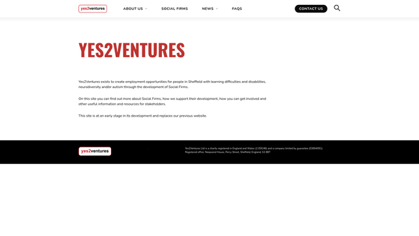 Screenshot of the Yes2ventures Limited website