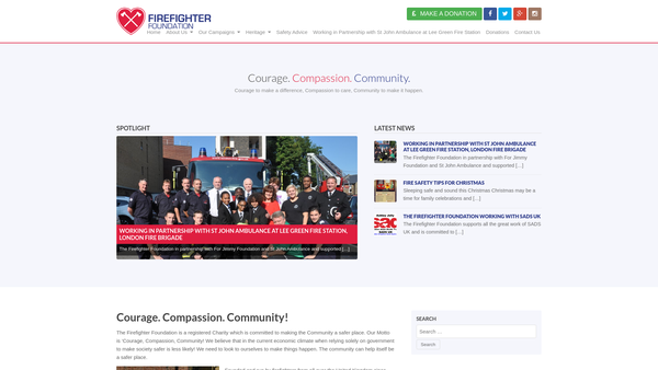 Screenshot of the The Firefighter Foundation website