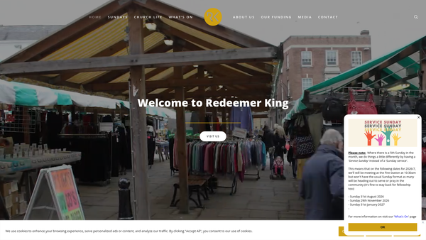 Screenshot of the Redeemer King Church website