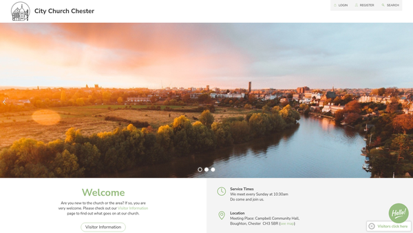 Screenshot of the City Church Chester website