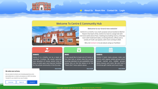Screenshot of the Youth Ely Hub CIO website