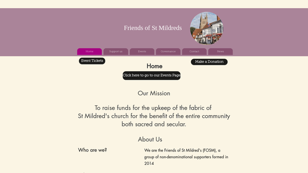 Screenshot of the The Friends Of St Mildred's, Tenterden Kent website