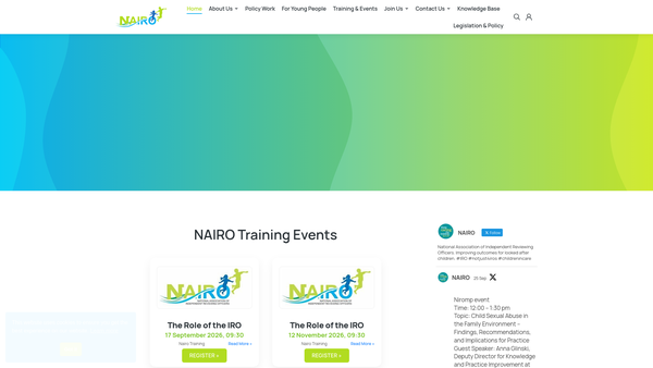 Screenshot of the The National Association Of Independent Reviewing Officers website
