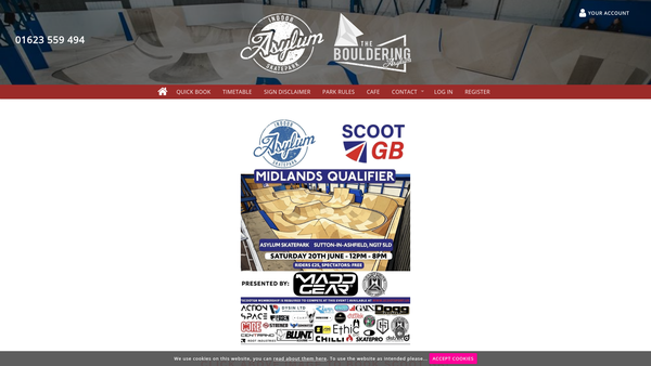 Screenshot of the Asylum Academy For Extreme Sports website