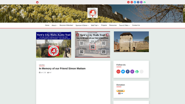 Screenshot of the Friends Of York Walls website