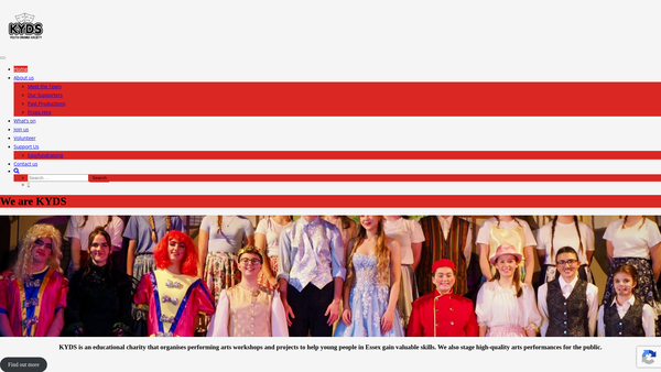 Screenshot of the Kyds Youth Drama Society website