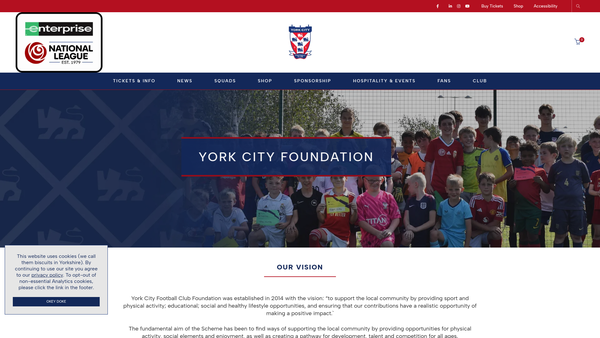 Screenshot of the York City Football Club Foundation website