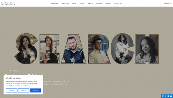 Screenshot of the Stuart Hall Foundation website