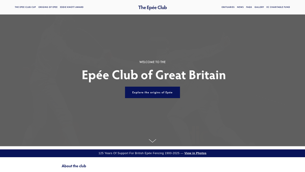 Screenshot of the The Epee Club Charitable Fund website