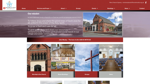 Screenshot of the Radcliffe-On-Trent Methodist Church website